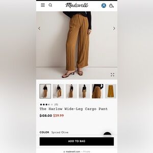 Madewell harlow pants, new with tags